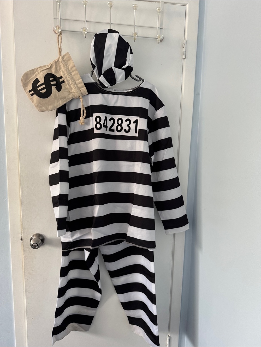 Spirit Black & White Striped Prisoner Style Men's Pajama Set